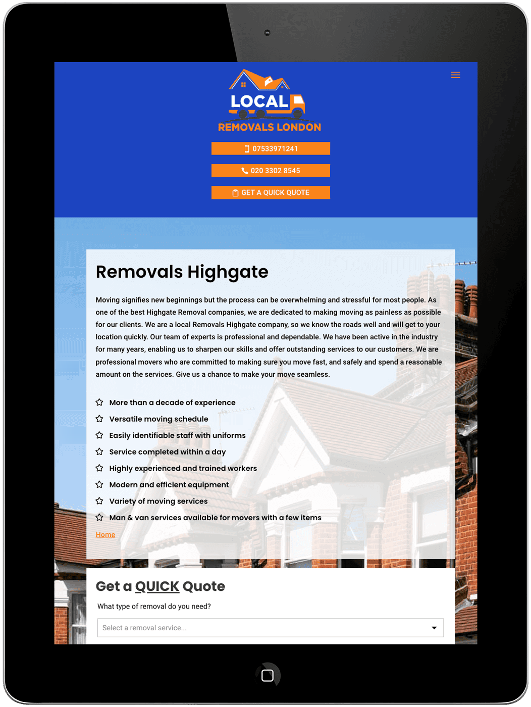 local removals website image