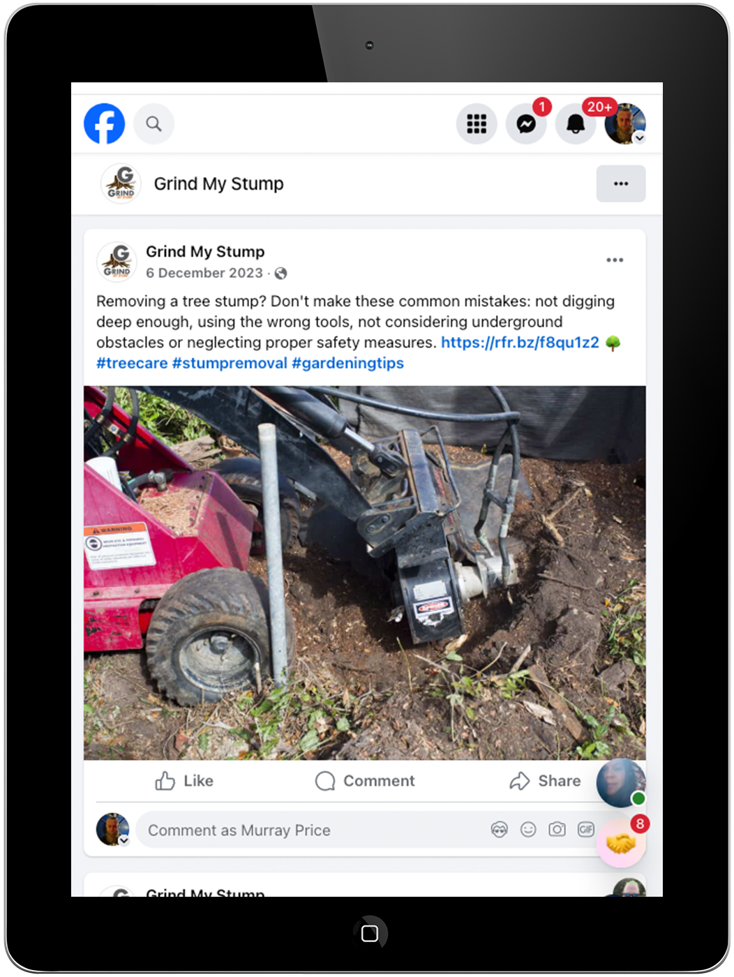 Image showing Surrey Stump Grinding facebook page